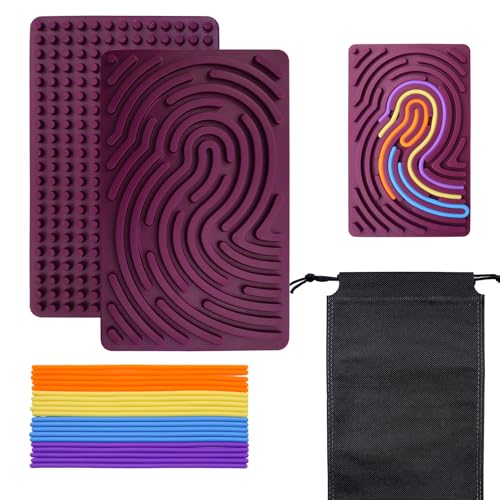 BEELUKY Sensorik Activity Board Spielzeug Activity Board Sensorisches Aktivitätstafel Sensorik Spielzeug mit Reisetasche 20 Silikonstreifen für Kinder ab 3 Jahr Erwachsene Stressabbau (Lila) von BEELUKY