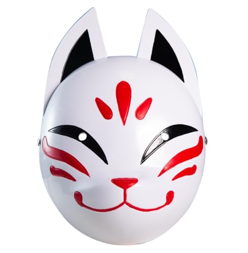 BEESUM Japanische Fuchs Huasanli Cosplay Maske Tengu Sakuras volle Größe Halloween Party Requisiten, Weiss/opulenter Garten, Medium von BEESUM
