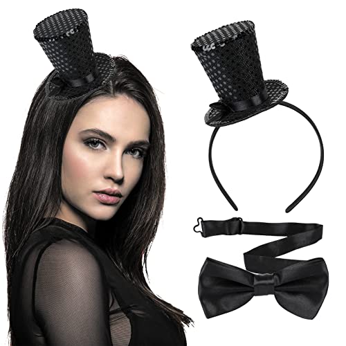 BEIMEIII 2 Stücke Mini Top Hut Haarreif Set Enthalten Schwarz Zylinder Hut Haarreif und Schwarz Fliege für Abschlussball,Party,Karneval,Hochzeit BEIMEIII 2 Stücke Mini Top Hut Haarreif Set Enthalten Schwarz Zylinder Hut Haarreif und Schwarz Fliege für Abschlussball,Party,Karneval,Hochzeit von BEIMEIII