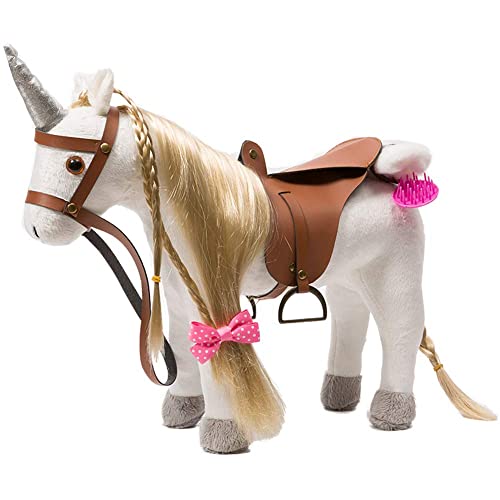 BEJOY Plüsch Pferd Spielzeug, Kämmpferd Plüschpferd Plüsch Spielzeug mit Sattel, Zaumzeug und Baumwolltuch, Pretend Play Pferd Geschenk für Mädchen Kinder, 28cm Einhorn Weiß BEJOY Plüsch Pferd Spielzeug, Kämmpferd Plüschpferd Plüsch Spielzeug mit Sattel, Zaumzeug und Baumwolltuch, Pretend Play Pferd Geschenk für Mädchen Kinder, 28cm Einhorn Weiß von BEJOY