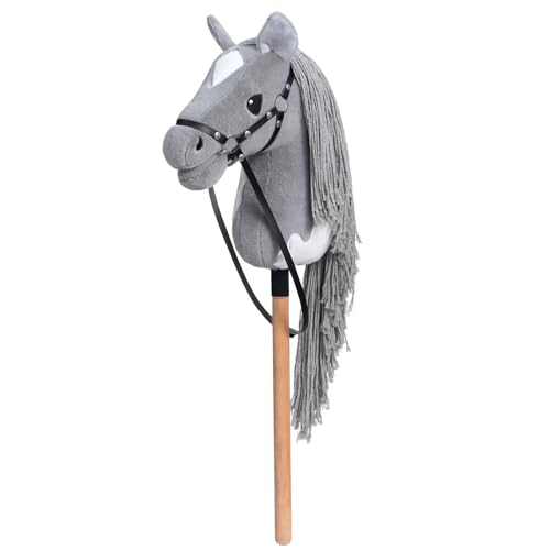 BEJOY Steckenpferd Spielzeug Pferd, Hobby Horse Holzpferd Plüschpferd zum Reiten für Kinder mit Halfter und Trense, Grau-Weiß BEJOY Steckenpferd Spielzeug Pferd, Hobby Horse Holzpferd Plüschpferd zum Reiten für Kinder mit Halfter und Trense, Grau-Weiß von BEJOY