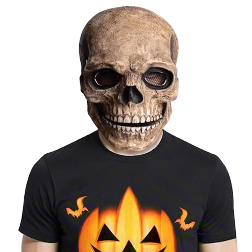 BEJOYFMY Schädel Maske mit beweglichem Kiefer, Scary Skeleton Ghost Head Maske mit beweglichem Kiefer für Erwachsene Halloween Cosplay BEJOYFMY Schädel Maske mit beweglichem Kiefer, Scary Skeleton Ghost Head Maske mit beweglichem Kiefer für Erwachsene Halloween Cosplay von BEJOYFMY