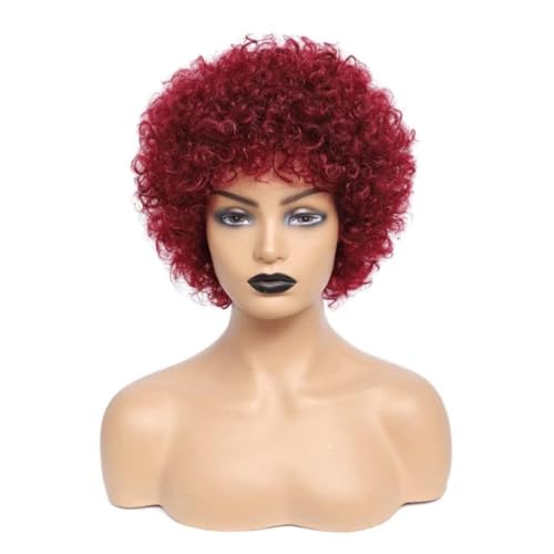 Afro Curly Perücken Für Schwarze Frauen Rote Perücke Bouncy Hitzebeständig Perücke Für Tägliche Cosplay Party von BELEB