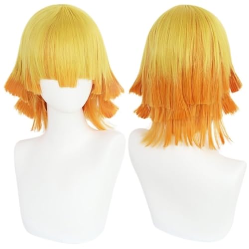 Anime Agatsuma Zenitsu Cosplay Perücke, Kurze Lange Gerade Ombre Gelbe Spitze Vorne, Kostümparty Halloween Anime Agatsuma Zenitsu Cosplay Perücke, Kurze Lange Gerade Ombre Gelbe Spitze Vorne, Kostümparty Halloween von BELEB