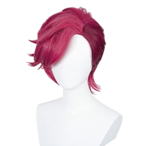 Anime Arcane Vi Cosplay Perücke, Deep Rose Farbe Kurze Frau Und Mann Perücken Mit Perücke Kappe, Für Halloween, Party, Karneval, Nachtleben, Konzerte, Hochzeiten von BELEB