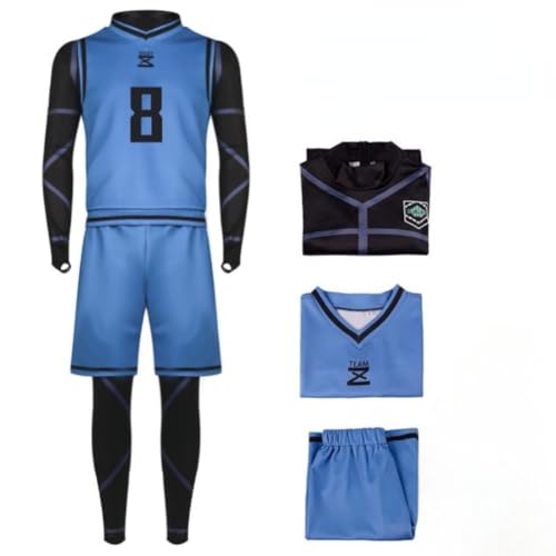 Anime Blue Lock Cosplay Fußball Kleidung Trainingsanzug Halloween Kostüm Party Rollenspiel Uniform (Uniform,S) von BELEB