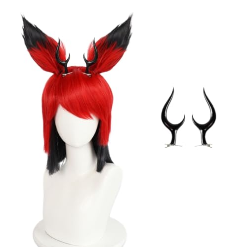 Anime Cosplay Alastor Perücke, Mit Abnehmbaren Ohren Schwarz Und Rot Kurz Für Party Täglich Halloween Anime Cosplay Alastor Perücke, Mit Abnehmbaren Ohren Schwarz Und Rot Kurz Für Party Täglich Halloween von BELEB