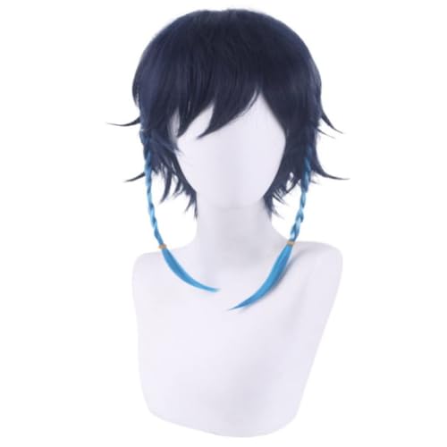 Anime Cosplay Barbatos Perücke, Blau Zopf Kurzes Haar Perücken für Halloween Kostüm Party Accesorios Anime Cosplay Barbatos Perücke, Blau Zopf Kurzes Haar Perücken für Halloween Kostüm Party Accesorios von BELEB