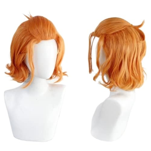 Anime Cosplay Cater Diamant Perücke, Orange Farbe Kurz Lockig Bob Cut Lockig Für Rollenspiel Halloween Perücken von BELEB
