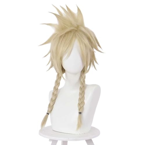 Anime Cosplay Claude FF7 Cloud Strife Perücke, Zopf Haar Blond für Party Täglich Halloween Cosplay Perücken von BELEB
