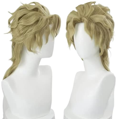 Anime Cosplay Dio Brando Kurze Blonde Perücke Flauschig Braun Cosplay Perücken für Halloween Party von BELEB
