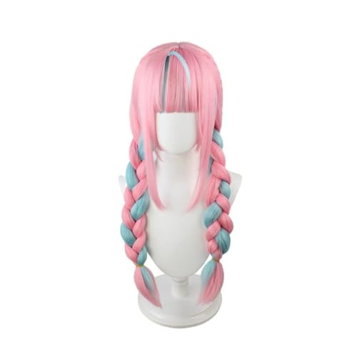 Anime Cosplay Frauen Gemischt Blau Rosa Zöpfe Doppel Lange Haare Für Minato Aqua Rollenspiel Perücke Für Party Täglich Halloween von BELEB