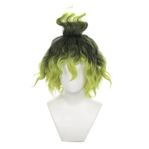 Anime Cosplay Giyuutarou Perücke, Gradient Grün Kurze Locken Perücken für Halloween, Party, Karneval, Nachtleben von BELEB