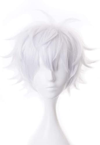 Anime Cosplay Kostüm Gojo Satoru Perücke, Silber Weiß Kurzes Haar für Halloween, Party, Karneval, Nachtleben, Konzerte, Hochzeiten von BELEB