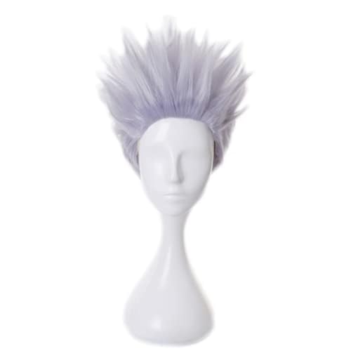 Anime Cosplay Kostüm Gojo Satoru Perücke, Silber lila Männer Kurze Haare Perücken für Halloween, Party, Karneval, Nachtleben, Konzerte, Hochzeiten von BELEB