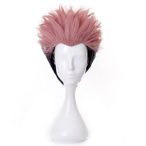 Anime Cosplay Kostüm Itadori Yuji Perücke, Rosa Schwarz Kurzes Haar für Halloween, Party, Karneval, Nachtleben, Konzerte, Hochzeiten Anime Cosplay Kostüm Itadori Yuji Perücke, Rosa Schwarz Kurzes Haar für Halloween, Party, Karneval, Nachtleben, Konzerte, Hochzeiten von BELEB