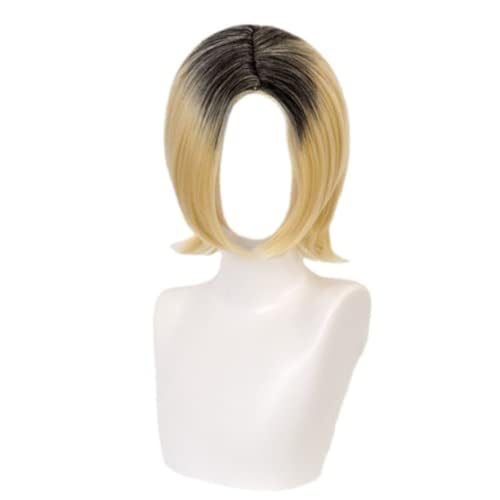 Anime Cosplay Kostüm Kozume Kenma Perücke, 13 Zoll Kurze Schwarze Farbverlauf Gelbe Perücke Für Halloween, Party, Karneval, Nachtleben, Konzerte, Hochzeiten von BELEB