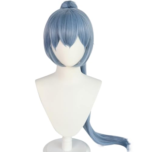 Anime Cosplay Kostüm Mahito Perücke, Frauen Blaue Lange gerade Pferdeschwanz Perücken mit Bangs, für Halloween, Party, Karneval, Nachtleben, mit Perücke Cap Anime Cosplay Kostüm Mahito Perücke, Frauen Blaue Lange gerade Pferdeschwanz Perücken mit Bangs, für Halloween, Party, Karneval, Nachtleben, mit Perücke Cap von BELEB