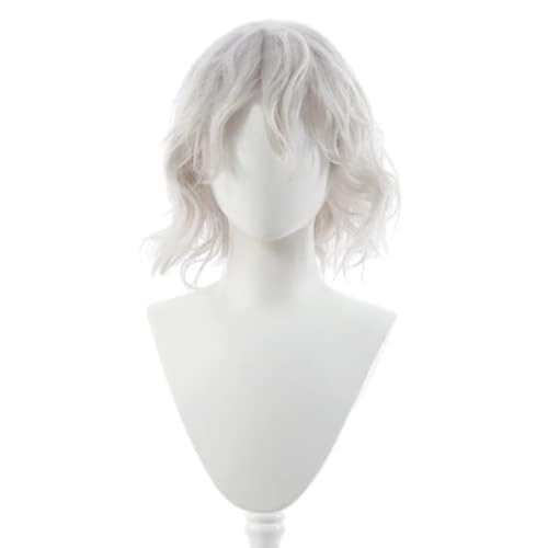 Anime Cosplay Neferpitou Perücken, Weißes Mittellanges Lockiges Haar Für Halloween, Party, Karneval von BELEB