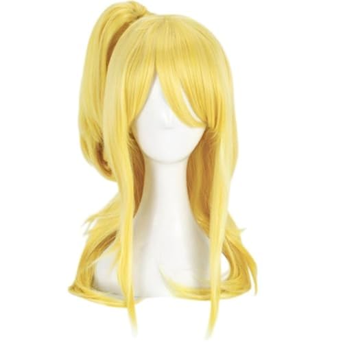 Anime Cosplay Perücke, Lucy Heartfilia Goldene Lange Haare Perücken mit Tiger Clip Pferde, Rollenspiel Halloween Kostüm Party von BELEB