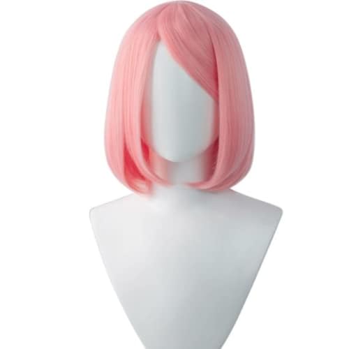 Anime Cosplay Perücke, Rosa Bob Kurzes Haar Perücken Rollenspiel Perücken Mit Perückenkappe, Für Party Halloween von BELEB
