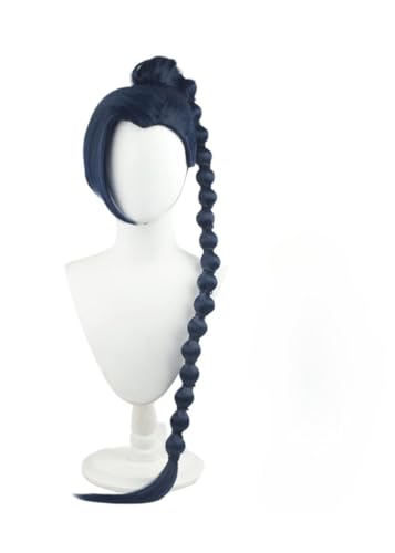 Anime Cosplay Schere Sieben Perücke, Marineblau Lange Zöpfe Haar Für Pflaume Dreizehn Rollenspiel Perücken Für Party Täglich Halloween von BELEB