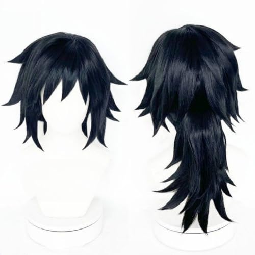 Anime Cosplay Tomioka Giyuu Perücke, schwarzer Tiger Mund mit Pferdeschwanz Kurze Haare, Halloween Kostüm Party Rollenspiel Anime Cosplay Tomioka Giyuu Perücke, schwarzer Tiger Mund mit Pferdeschwanz Kurze Haare, Halloween Kostüm Party Rollenspiel von BELEB