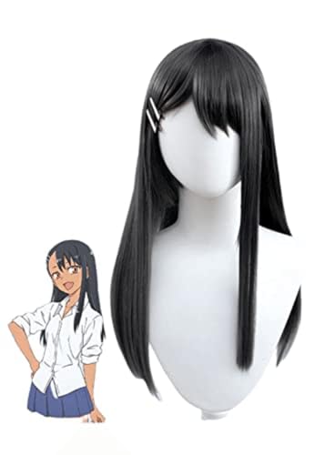 Anime Don 't Toy with Me Miss Nagatoro Cosplay Perücke, Frauen Schwarz Langes Haar Halloween Kostüm Party Perücken von BELEB