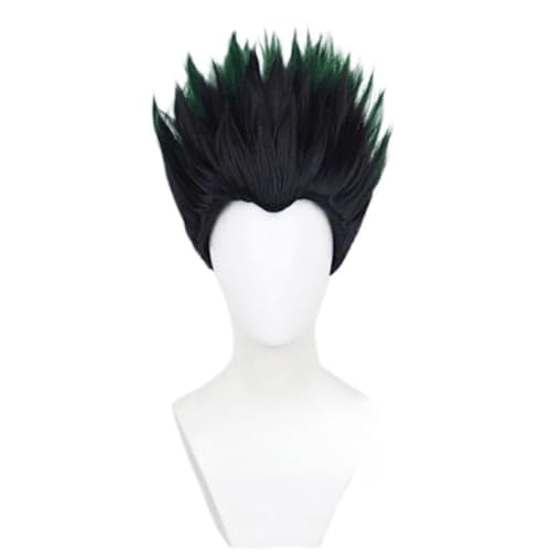 Anime GON · Freecss Cosplay Perücke, Schwarz Grün Kurzes Haar Perücken, Rollenspiel Halloween Kostüm Party von BELEB