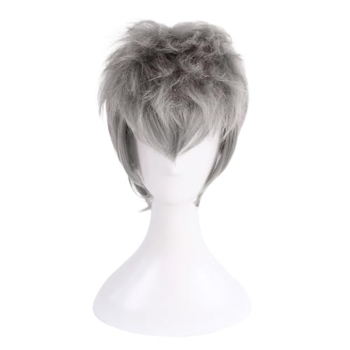 Anime Game Devil May Cry 5 Cosplay Perücke, silbergraues kurzes Haar für Nero, Rollenspiel Halloween Requisiten Zubehör + Perückenkappe Anime Game Devil May Cry 5 Cosplay Perücke, silbergraues kurzes Haar für Nero, Rollenspiel Halloween Requisiten Zubehör + Perückenkappe von BELEB