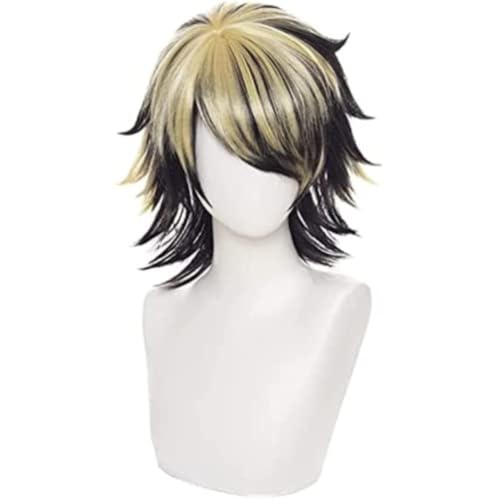 Anime Hanemiya Kazutora Cosplay Perücke, Schwarz Golden Tokyo Manji Gang Captain Fiber Haar Perücken, Halloween Kostüm Party Anime Hanemiya Kazutora Cosplay Perücke, Schwarz Golden Tokyo Manji Gang Captain Fiber Haar Perücken, Halloween Kostüm Party von BELEB