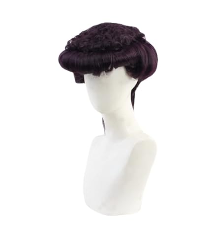 Anime Higashikata Josuke Cosplay Perücke, Dunkel Lila Kurze Haare Halloween Kostüm Party Rollenspiel Zubehör von BELEB