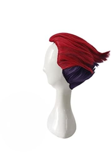 Anime Hunter Hisoka Cosplay Perücke, Rot Lila Kurzes Haar Für Halloween Kostüm Teil von BELEB