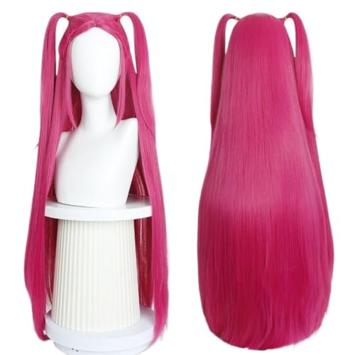 Anime Huntrixx Miraa Cosplay Kostüm 100cm Lange gerade rote Haare Zwei Pferdeschwanze Frauen Halloween Outfits von BELEB
