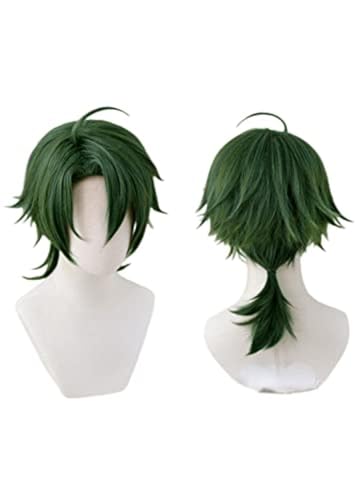 Anime Joe Cosplay Perücke, Grün Kurz Gerade Vokuhila Kleiner Pferde Falsches Haar Halloween Party Rollenspiel Zubehör von BELEB