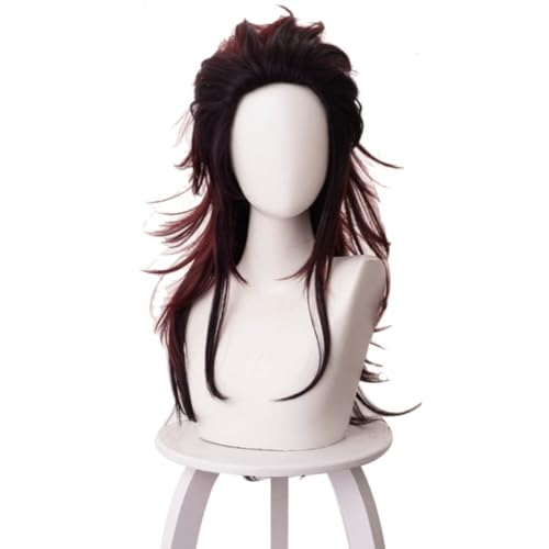 Anime Kamado Tanjirou Cosplay Perücke, Braun Farbverlauf Langes Haar Perücken, Halloween Kostüm Party Rollenspiel Anime Kamado Tanjirou Cosplay Perücke, Braun Farbverlauf Langes Haar Perücken, Halloween Kostüm Party Rollenspiel von BELEB