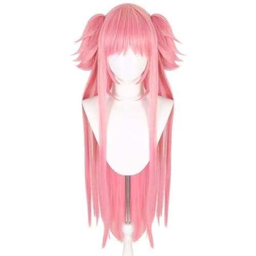 Anime Kaname Madoka Cosplay Perücke, Rosa Double Tiger Clip Lange Haare Perücken, Rollenspiel Halloween Kostüm Party Accessoire von BELEB