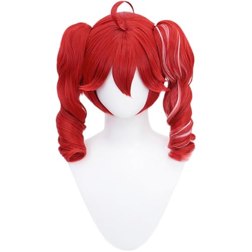 Anime Kasane Teto Cosplay Perücke mit Zwillingsswänzen Hellrot Weiß Mischt Hitzebeständig Synthetisches Haar Curled Style Cosplay Perücke Anime Kasane Teto Cosplay Perücke mit Zwillingsswänzen Hellrot Weiß Mischt Hitzebeständig Synthetisches Haar Curled Style Cosplay Perücke von BELEB