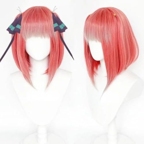 Anime Nakano Nino Cosplay Perücke, Rosa Bob Kurze Haare Perücken, Halloween Kostüm Party Zubehör von BELEB