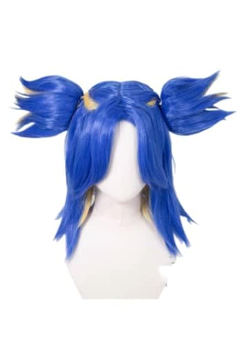 Anime Neon Cosplay Perücke, Blaue Pferdeschwanz Perücken + Perücke Cap, Für Halloween Party von BELEB