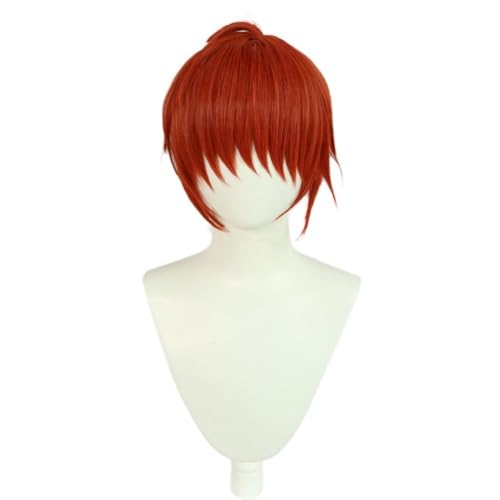 Anime Rurouni Kenshin Cosplay Perücke, rote Kurze Zopf Perücke Halloween Kostüm Party von BELEB
