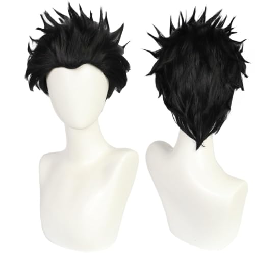 Anime Ryomen Sukuna Cosplay Perücke, schwarzes kurzes Haar Rollenspiel Perücken für Party Halloween Requisiten Zubehör von BELEB