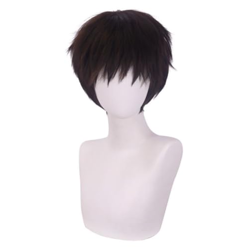 Anime Shinji Ikari Cosplay Perücke, Kurze Braune Schwarze Perücken Für Halloween Kostüm Party, Anime Show von BELEB
