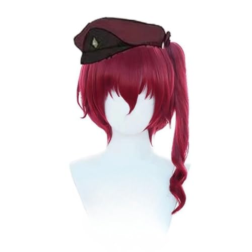 Anime Teruko Okura Cosplay Wig, Wine Red Ponytail Hair for Halloween Role Play Costume Party von BELEB