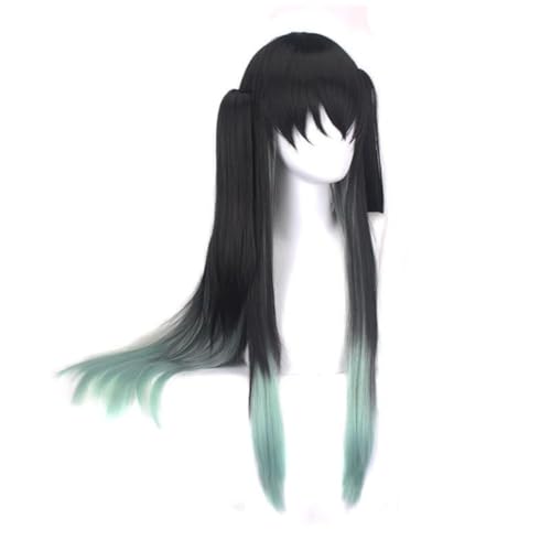 Anime Tokitou Muichirou Cosplay Perücke, Gradient Double Tiger Mund mit Pferdeschwanz Lange Haare Halloween Kostüm Party Rollenspiel (A) von BELEB
