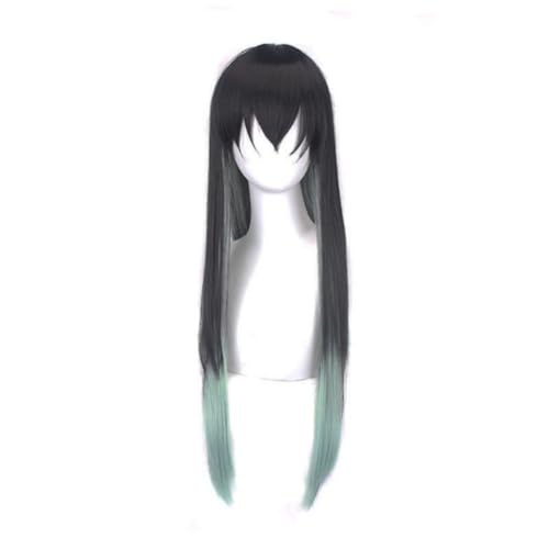 Anime Tokitou Muichirou Cosplay Perücke, Gradient Double Tiger Mund mit Pferdeschwanz Lange Haare Halloween Kostüm Party Rollenspiel (B) von BELEB