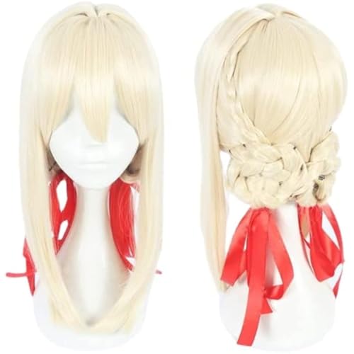 Anime Violet Evergarden Cosplay Perücke, Frauen Creamy Golden Braid Perücken Mit Pony Für Halloween Party Anime Violet Evergarden Cosplay Perücke, Frauen Creamy Golden Braid Perücken Mit Pony Für Halloween Party von BELEB