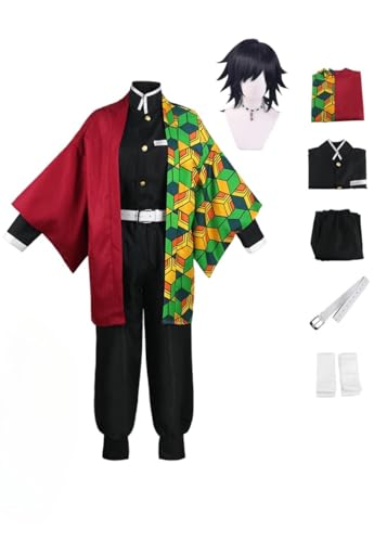BELEB Anime Cosplay Kostüm Für Tomioka Giyuu Outfit Halloween Party Kimono Uniform Mit Perücke (Tomioka Giyuu,XXL) von BELEB