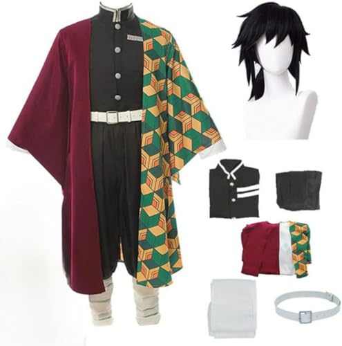 BELEB Anime Cosplay Kostüm Für Tomioka Giyuu Outfit Halloween Party Kimono Uniform Mit Perücke (XL,Tomioka Giyuu) von BELEB