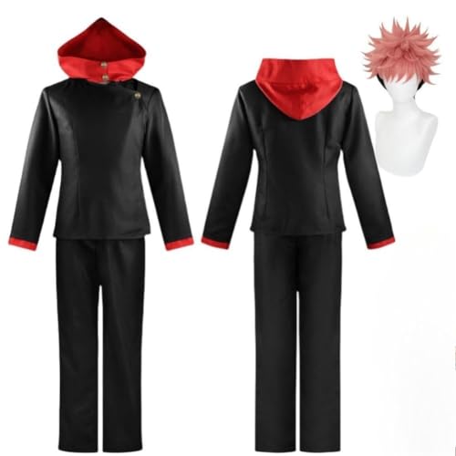 BELEB Anime Itadori Yuji Cosplay Outfit Halloween Party Uniform Kostüm + Perücke (Itadori Yuji,XXL) von BELEB